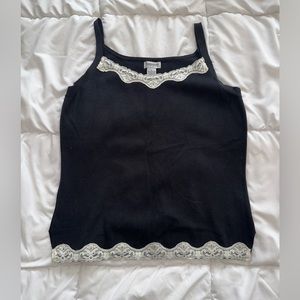 Hampshire studio top, black with lace detail, size L